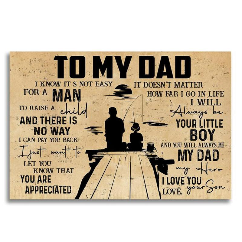 Fishing To My Dad Poster No Frame, Dad Fishing Poster, Dad Fishing Gift, Fathers Day Gift, Fishing Dad Gift Wall Decor