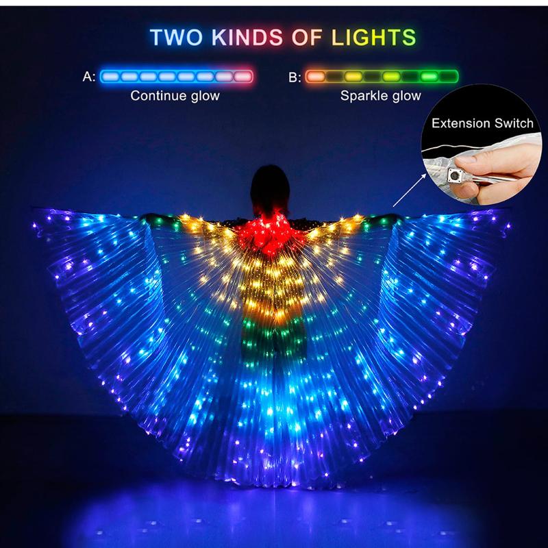 Led Colorful Big Bead Belly Dance Wing For Christmas And Halloween Party