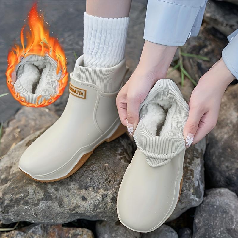 Fixed Fleece Warm Autumn And Winter Rain Boots For Couples Waterproof Outdoor Garden Rain Boots