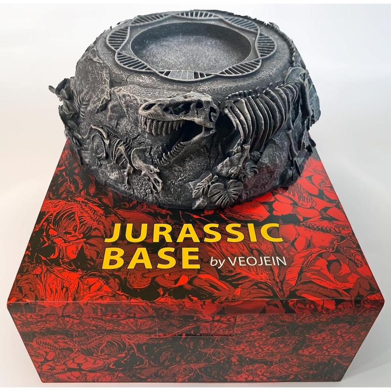 Jurassic Base Decor | Themed Paperweight | Resin Stand for Dinosaur Collectibles | Detailed Skeletons, DNA Motif & More | Mosquito in Amber | Fossil Figurines Replica