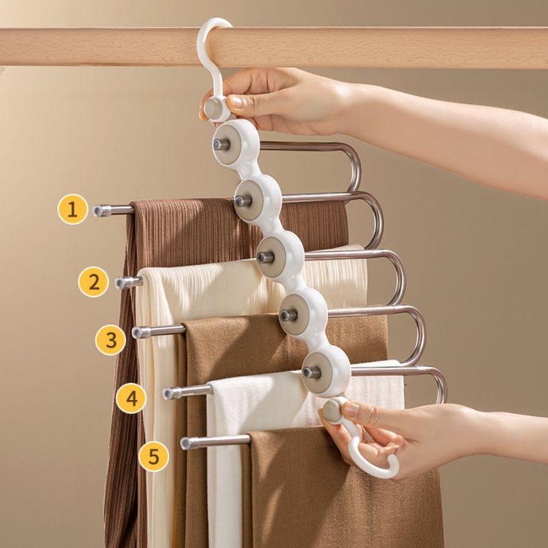 5 Layer Large Capacity Pants Hanger, 1 Count Rotatable Non-slip Trousers Hanger, Multifunctional Clothes Hanger for Home Wardrobe Dormitory