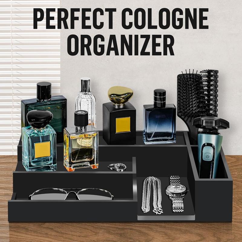 Organizer for Men 3 Tier Cologne Stand Cologne Holder with 2 Hidden Compartment, Wooden Perfume Organizer Cologne Display Shelf, Perfume Holder, Dresser Organizer