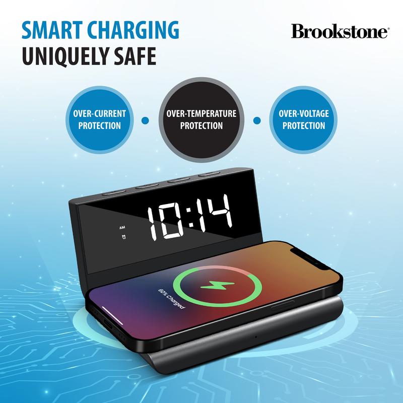 Brookstone 10W Wireless Charging Digital Alarm Clock