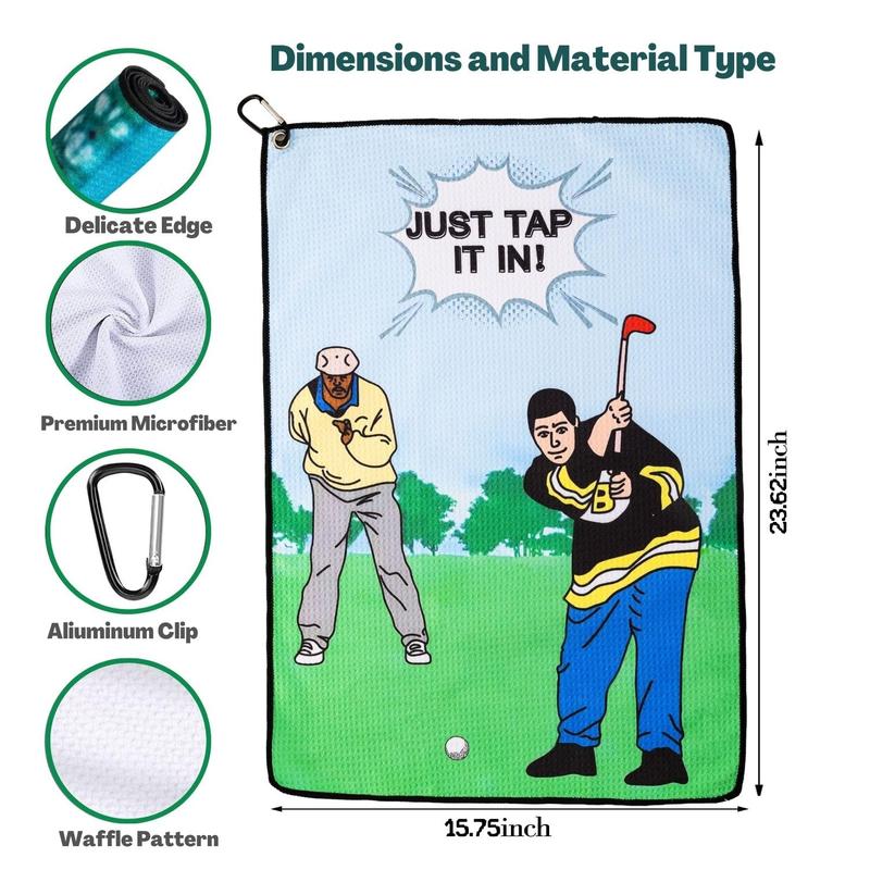 Funny Golf Towel, Printed Golf Towels for Golf Bags with Clip, Golf Gift for Men Husband Boyfriend Dad, Birthday Gifts for Golf Fan - Just Tap It in