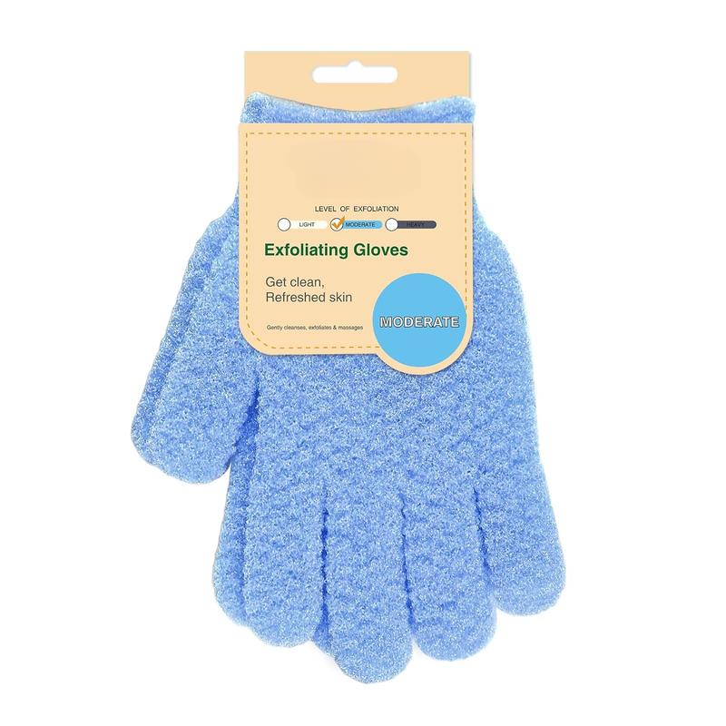 Exfoliating Dual Texture Bath Gloves for Shower, Spa, Massage and Body Scrubs, Dead Skin Cell Remover, Gloves with Hanging Loop (1 Pair Heavy Glove)