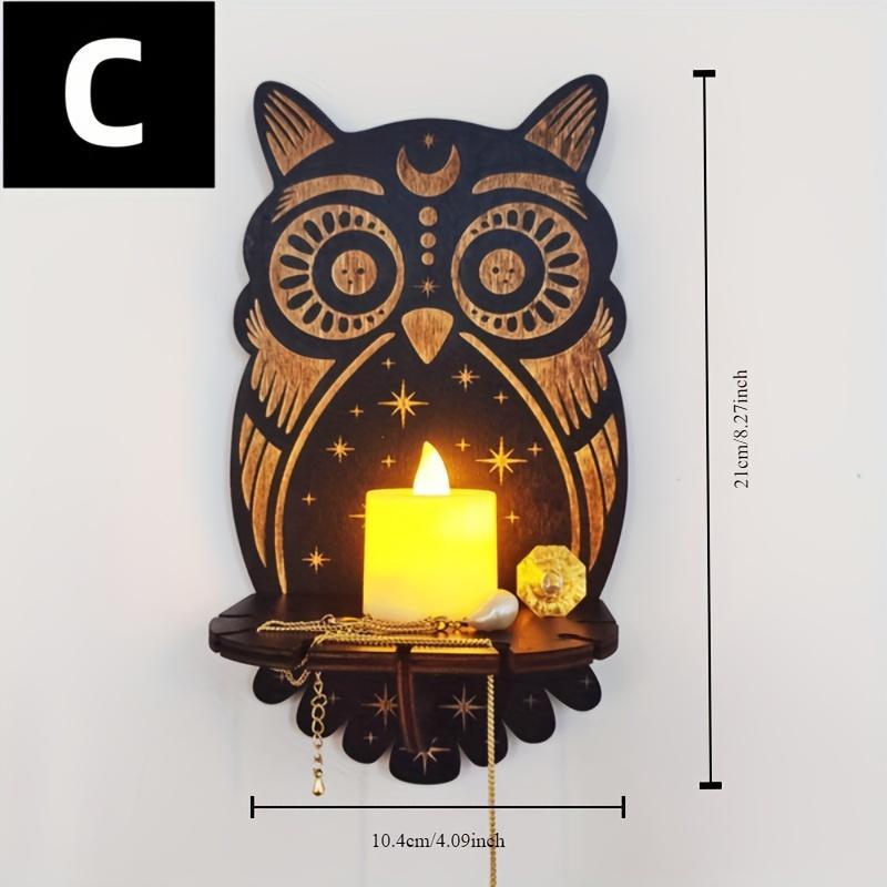 Wooden Animal Plant Design Wall Hanging Candle Holder, 1 Count Creative Design Wall Mounted Candle Holder, Home Decor for Living Room Bedroom Office Dining Room