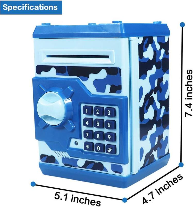 Piggy Banks for ,  Password Code Money Banks ATM Banks Box   for  Boys and Girls (Camouflage Blue)