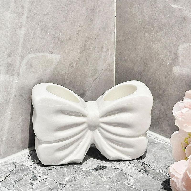 Teenage girl heart bow toothbrush holder creative bathroom sink electric toothbrush toothpaste ceramic organizer