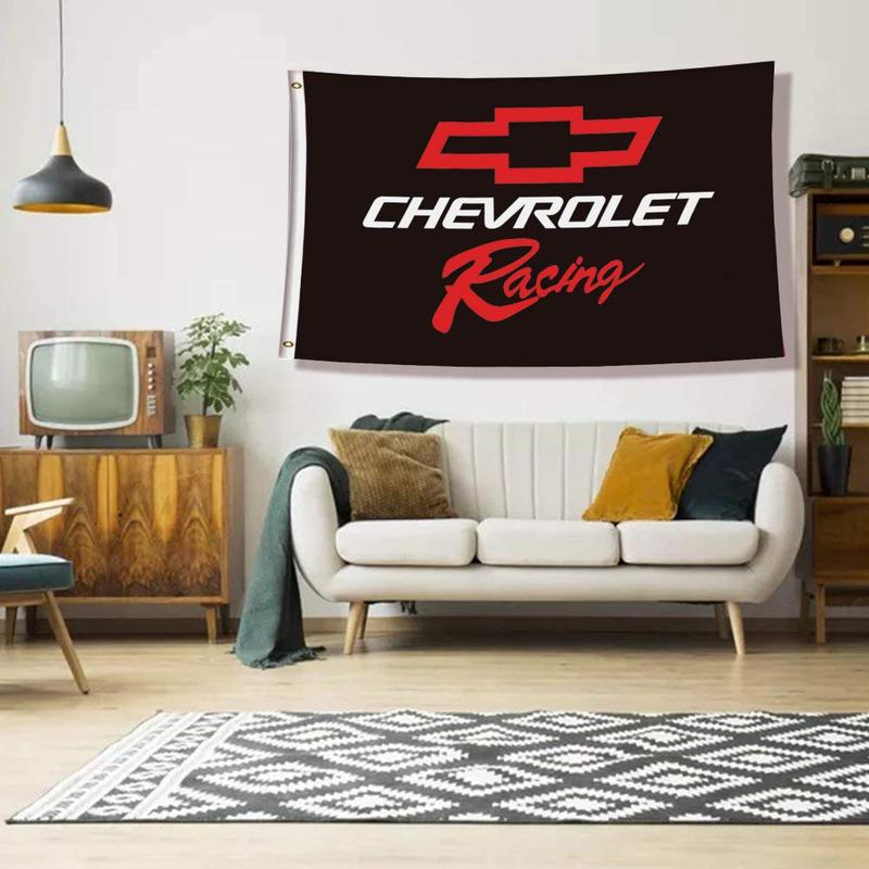 Chevy Racing Car Flag Black 3x5Feet  Tapestry   Wall Tapestry Decor Garage - 4 Brass Grommets