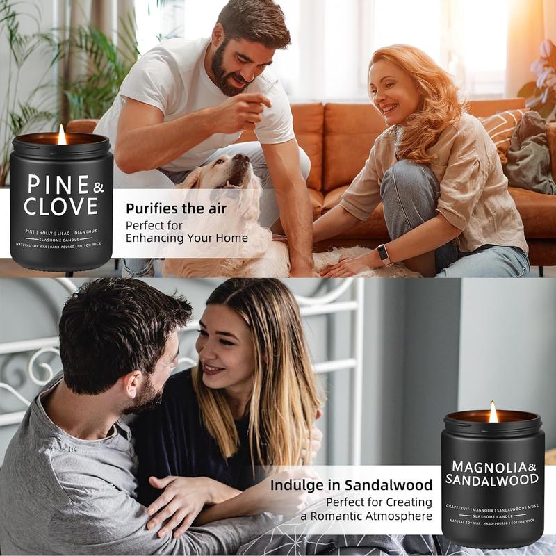 Scented Candles for Men - 4 Pack Scented Candles Gifts for Men, Dad, Boyfriend - 50 Hours Long Burning Soy Candles for Home Scented