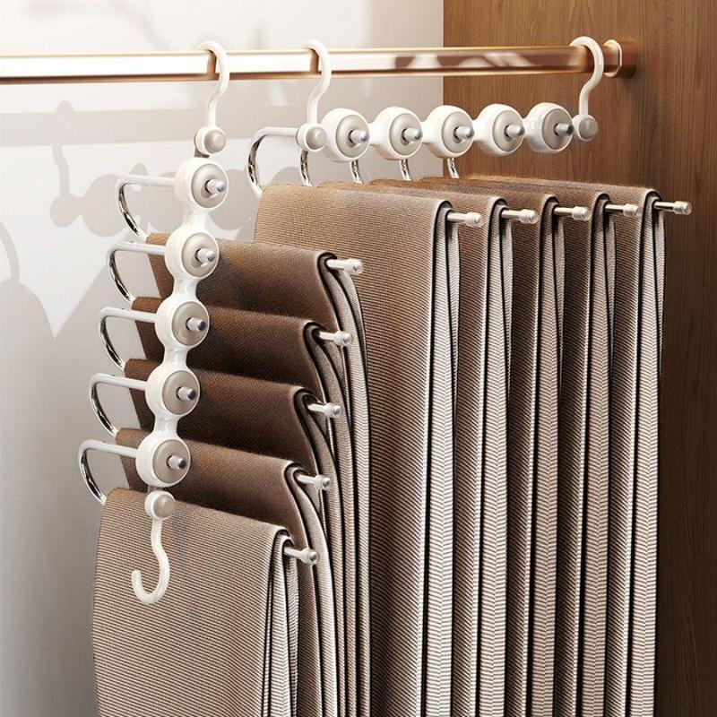 5 Layer Large Capacity Pants Hanger, 1 Count Rotatable Non-slip Trousers Hanger, Multifunctional Clothes Hanger for Home Wardrobe Dormitory