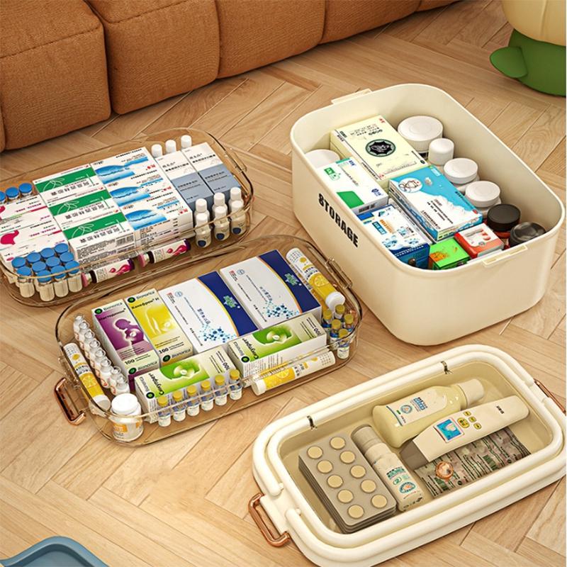 Large Capacity Medicine Storage Box, 1 Count Multi-layer Medicine Classification Storage Box with Handle, Home Organizer for Living Room Bedroom