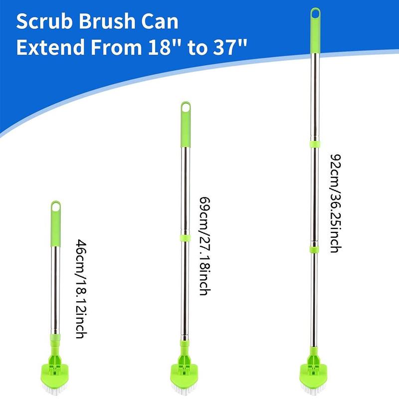 Bathroom Bathtub Cleaning Brush, 1 Count 3 in 1 Rotatable Floor Cleaning Brush, Summer Long Handle Extendable Floor Scrub Brush, Including 1 Stiff Bristles and 3 Spongy Brushes, Household Cleaning Tool