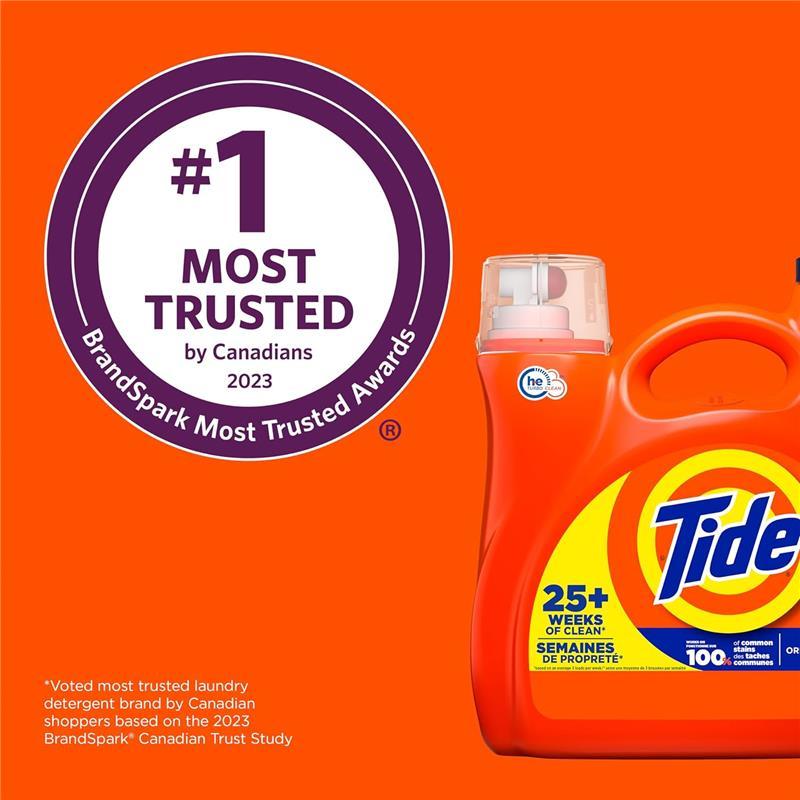 Tide Laundry Detergent Liquid, Original Scent, HE Compatible, 100 Loads, 132 fl oz