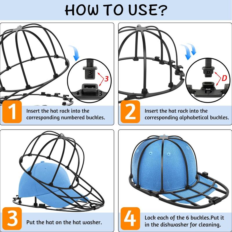 Cap Washer for Baseball Caps Washing Machine or Dishwasher Hat Washer Frame Washing Cage