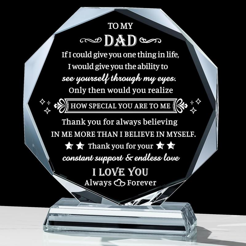 Gifts for Dad, Dad Birthday Gifts from Daughter Son - Crystal Keepsakes Best Dad Ever Gifts Who Wants Nothing Have Everything, Christmas Valentine Fathers Thanksgiving Gifts to My Dad