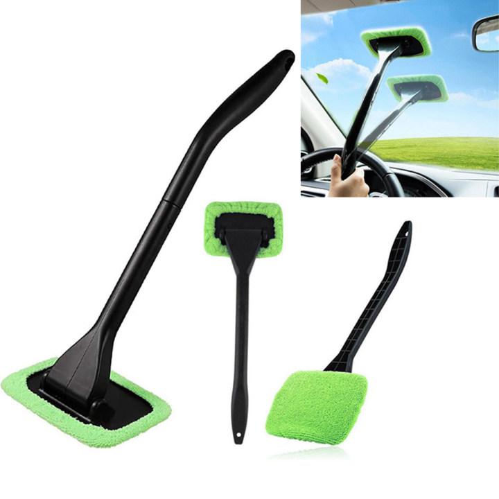 Glass Washer Brush for Dry & Moist Wipe, Adjustable Glass Cleaning Brush with Long Handle, Car Windshield Brush, Car Window Cleaning Tool, Cleaning Gadgets