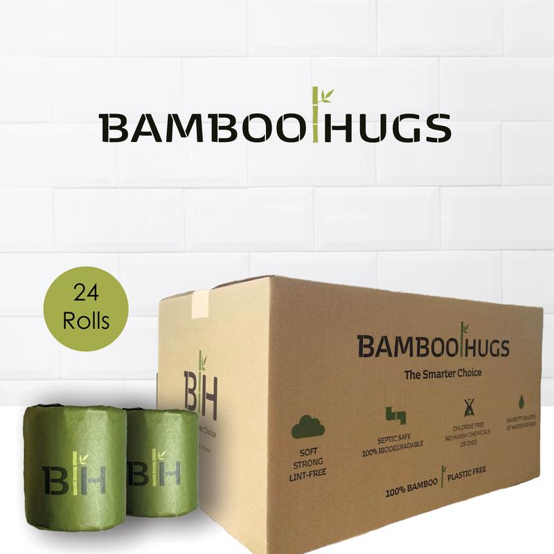 Bamboo Hugs Natural Bamboo Toilet Paper - 24 Rolls - Ultra-Soft Virgin Bamboo Toilet Paper (2 Ply, 300 Sheets) Wipes