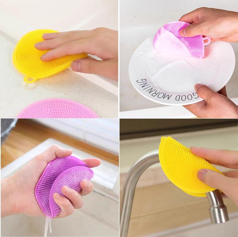 Silicone Dish Scrubber, 12 Count Silicone Sponge Dish Brush, Food Grade BPA Free Cleaning Kitchen Pack Pot