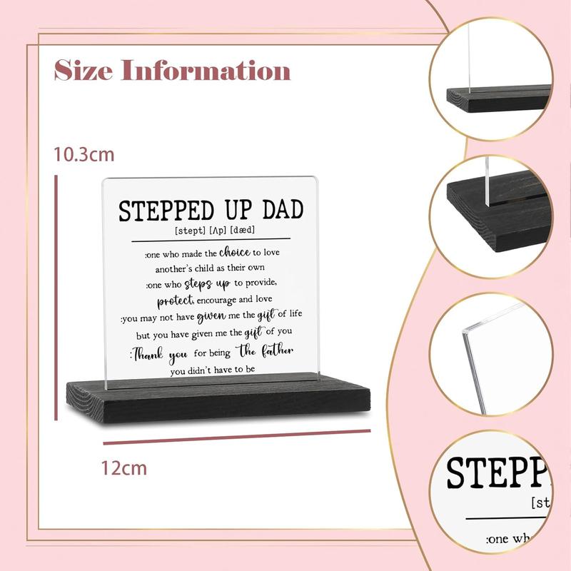 Stepped Up Dad Gifts From Son, Daughter, Christmas Birthday Father's Day Gifts for Step Dad, Bonus Dad, Stepfather from Daughter Son Wife Decorative Signs ZBB7