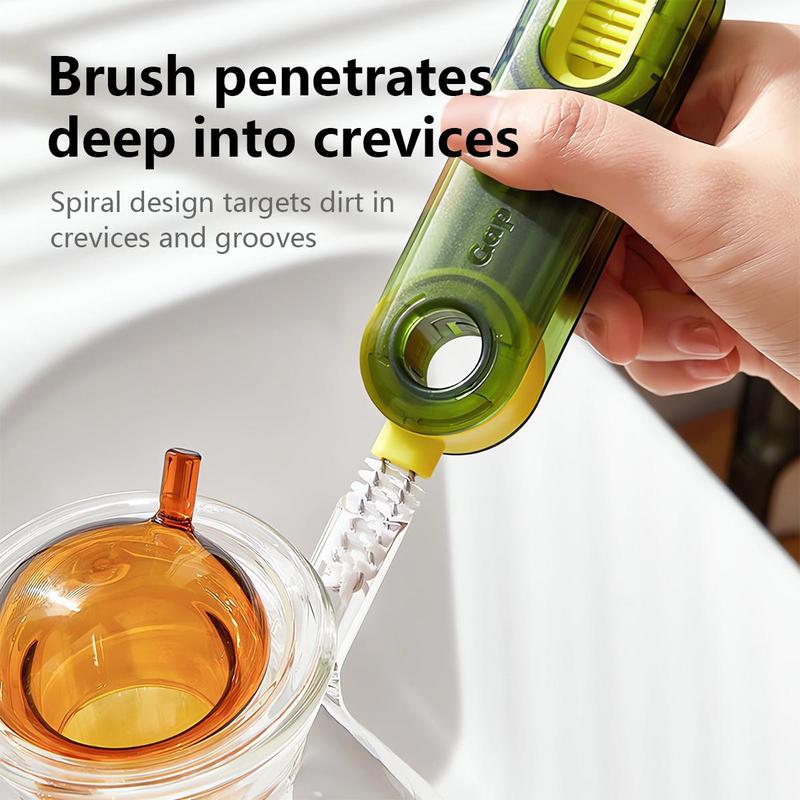 3 in 1 Lid Cleaning Brush, 1 Count Insulation Cup Crevice Brush, Silicone Cup Mouth Cleaning Brush, Kitchen Cleaning Tool