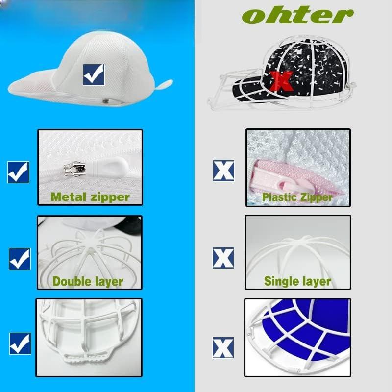 Hat Washer for Washing Machine, Cap Washer with Mesh Bags, Hat Washer for Baseball Caps, Hat Cleaner Cleaning Protector Cage (White - 2 Pack)