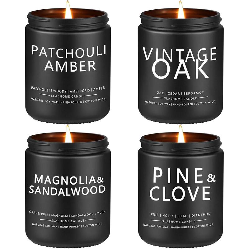 Scented Candles for Men - 4 Pack Scented Candles Gifts for Men, Dad, Boyfriend - 50 Hours Long Burning Soy Candles for Home Scented