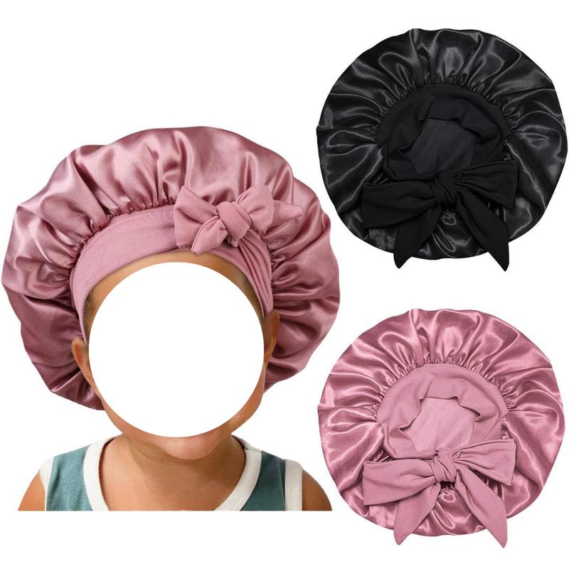 Satin Silk Bonnet Hair Cap: 2pcs Bonnets with Elastic Tie Band Adjustable Straps for Sleeping Sleep Comfortable - Stretchy Tie Band Hair Bonnets No Slip-Off satin  hat