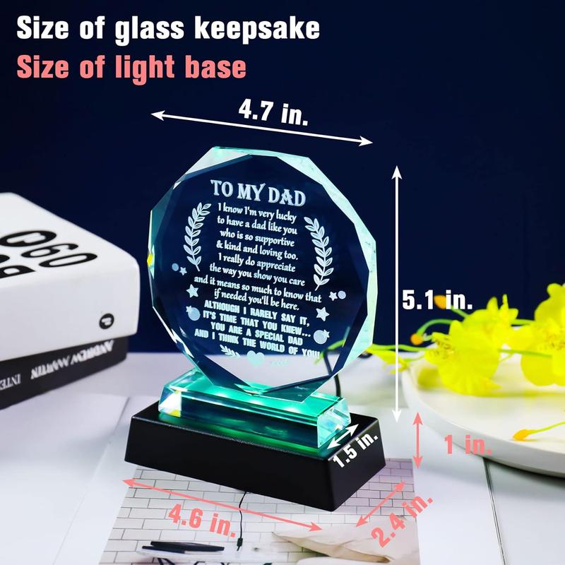 Birthday Gifts for Dad from Daughter Son, Father's Day Gifts for Dad Who Wants Nothing,  Engraving Glass Meaningful To My Dad Gifts,  Presents for Dad on Christmas