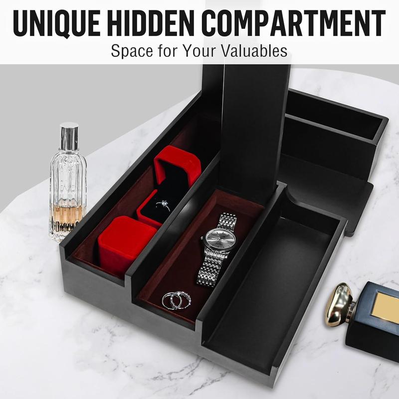 Organizer for Men 3 Tier Cologne Stand Cologne Holder with 2 Hidden Compartment, Wooden Perfume Organizer Cologne Display Shelf, Perfume Holder, Dresser Organizer