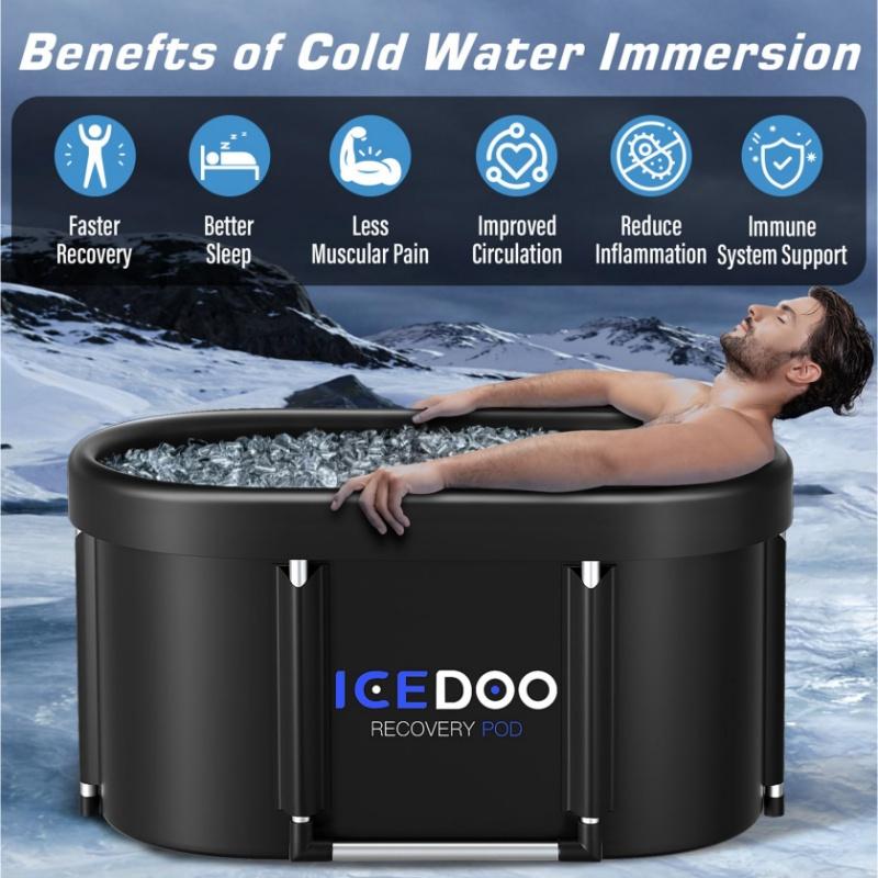 [The Black Friday] Upgrade XL Ice Bath Tub, 129 Gal Large Oval, Multi-Layer Foldable, Aluminum Alloy Support, Cold Plunge Tub for Athletes, Portable Ice Bath for Home, Gym, Outdoor Use-Ideal for Recovery christmas 2024 ornament