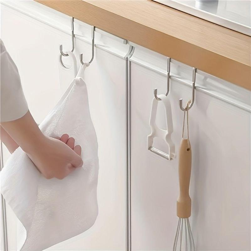 Stainless Steel S-shaped Hook, 3 Counts Bedside Cabinet Door Hanging Hook, Multipurpose Hanging Organizer for Home Bathroom Kitchen