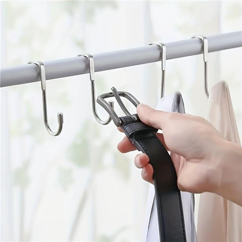 Stainless Steel S-shaped Hook, 3 Counts Bedside Cabinet Door Hanging Hook, Multipurpose Hanging Organizer for Home Bathroom Kitchen