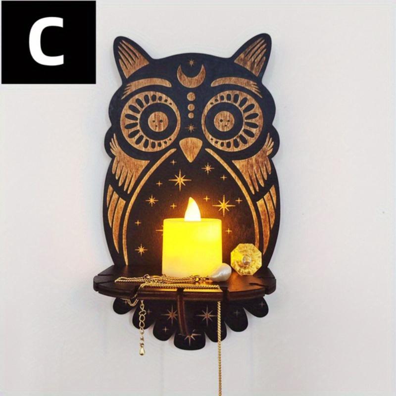 Wooden Animal Plant Design Wall Hanging Candle Holder, 1 Count Creative Design Wall Mounted Candle Holder, Home Decor for Living Room Bedroom Office Dining Room