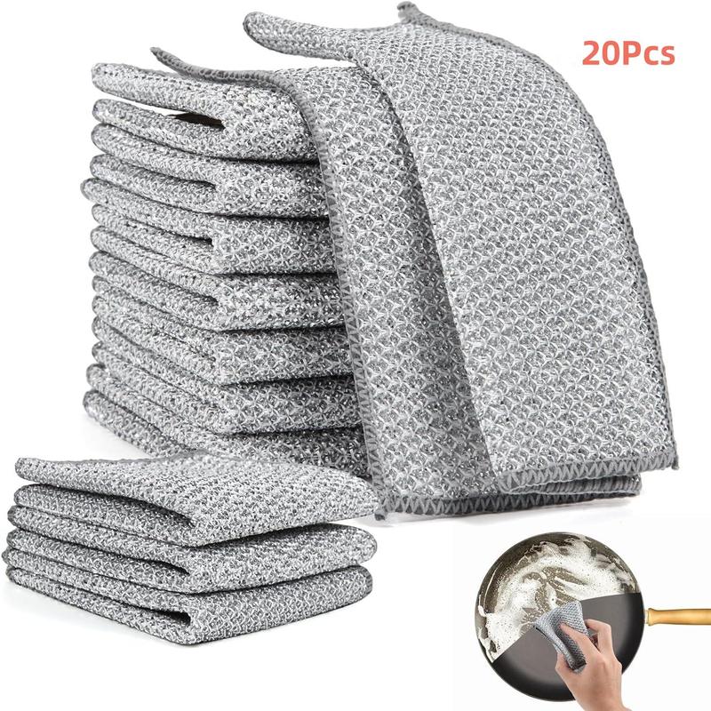 Dish Washing Rag (20pcs), Multipurpose Non-scratch Wire Dishcloth for Kitchen Cleaning, Reusable Wire Cleaning Cloth for Kitchen Sinks & Pots & Pans