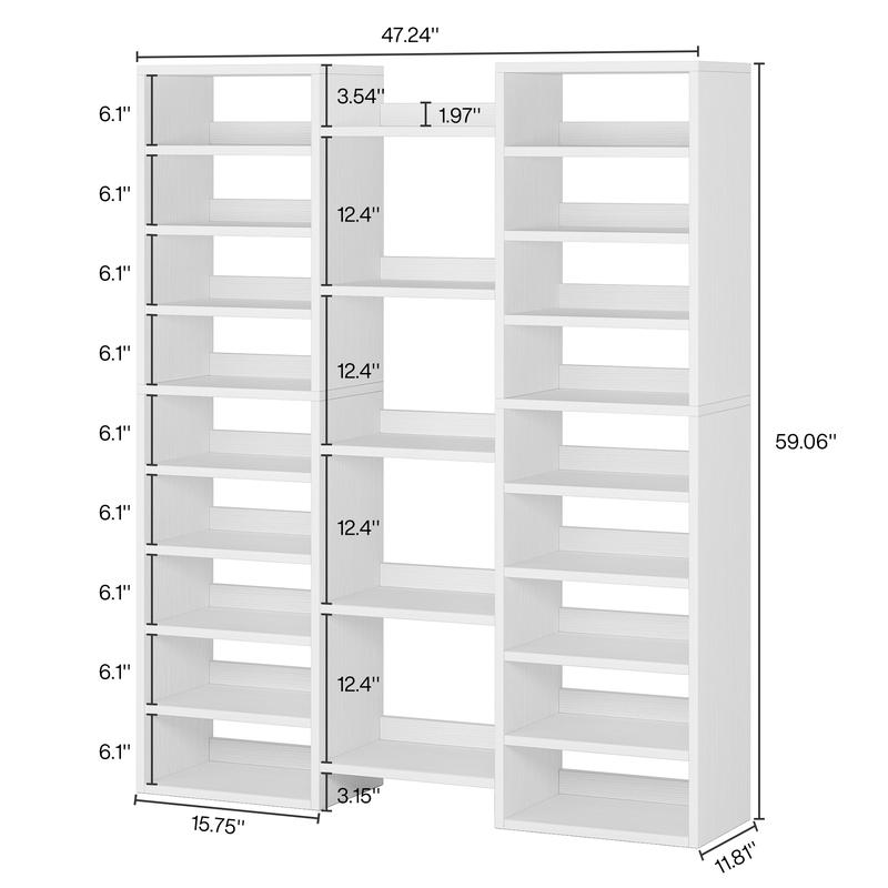 Tribesigns 14-Tier Shoe Rack, Freestanding Tall Shoe Shelf, White Wooden Shoe Storage Cabinet with 22 Open Cubbies, 46 Pairs Wide Entryway Shoe Organizer Shoe Cabinet for Entryway, Living Room selfmountingshelf