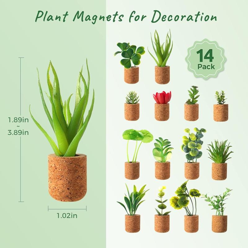 Plant Fridge Magnets-Mini Succulent Artificial Plants Refrigerator Magnets Potted Magnet Stickers Cute for Magnet Boards Fridge Home Office Decor