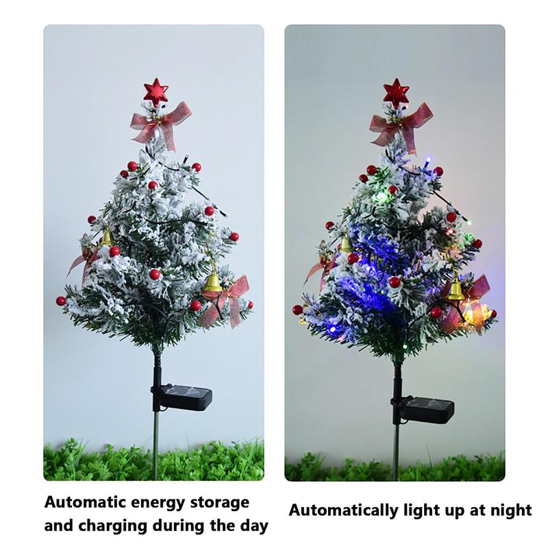 Solar Powered Christmas Tree Shaped Light, 2 Counts Outdoor Waterproof Decorative Light, Decorative Light for Garden, Yard, Lawn, Tomb, Party, LED Trees Decoration