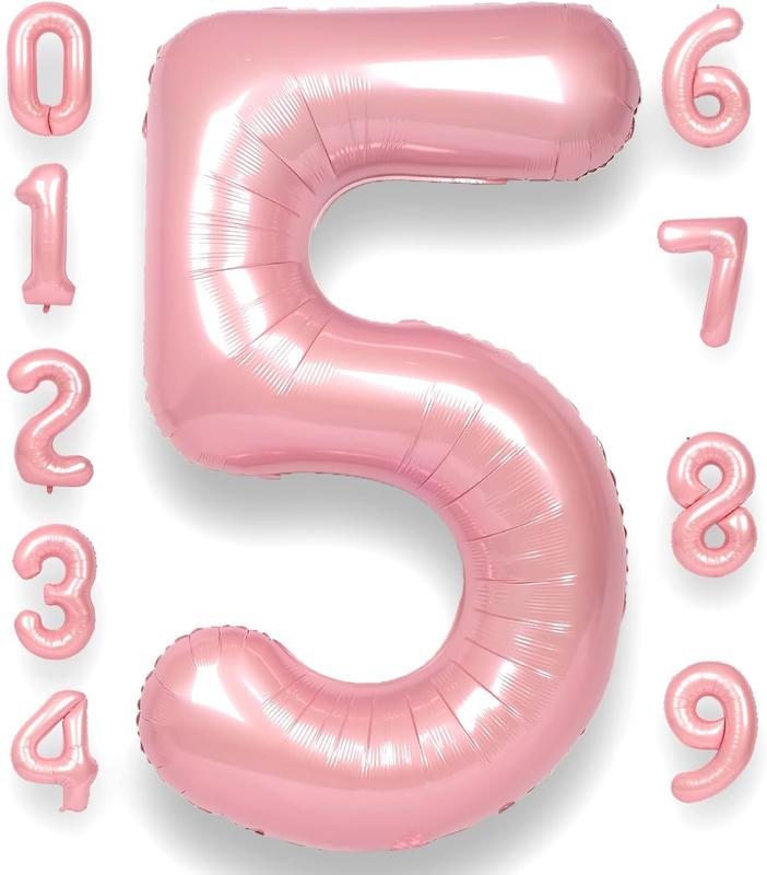 1 Balloon Number 40 Inch for Boy or Girl Big Pink 0-9 Foil Mylar Large 1 Number Balloon Happy 1st Birthday  Anniversary Decorations Supplies