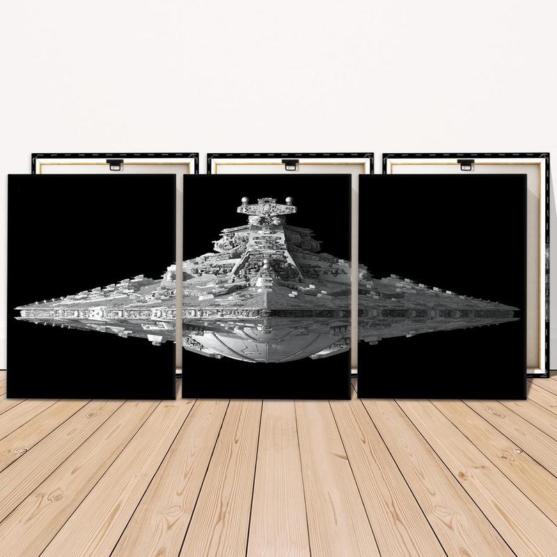 Wooden Framed Canvas Painting, 3 Counts set Modern Dream Spaceship Pattern Wall Art, Wall Decor for Home Living Room Bedroom Office