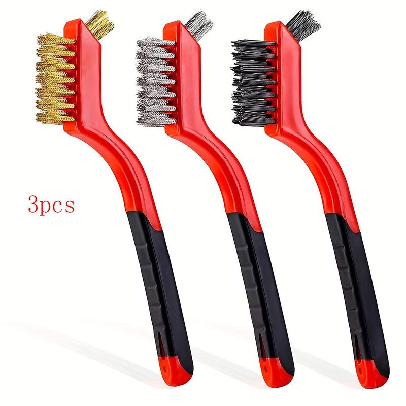 3pcs Stainless Steel Wire Brush, Double Head Gap Cleaning Brush, Household Cleaning Tool