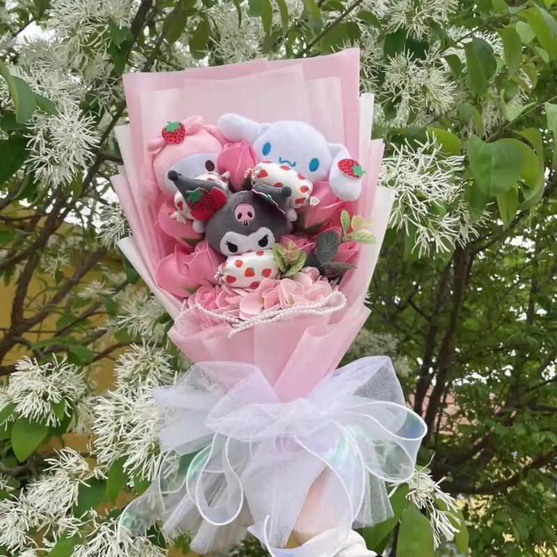 Cute Pink gift for girlfriend | bouquet | flower bouquet | decorative | light included + bag | decorative