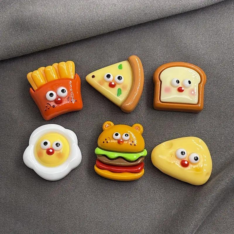 Cartoon Burger Fries Shaped Fridge Magnet, 6 Counts Mini Cute Cartoon Magnet, Decorative Magnet for Home Kitchen Refrigerator Dining Room Office