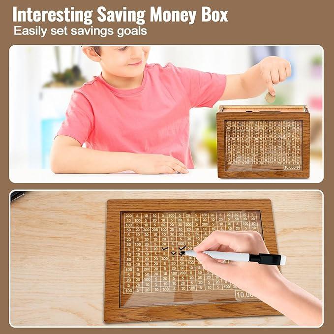 10000 Savings Challenge Box, Cashbox Kakeibo Money Box, Cash Vault Wooden Savings Box 10,000 Dollar, Wooden Coin Digital Piggy Bank, Wooden Money Save Box 10k Smash, Caja De Ahorros 10000, Money Saver