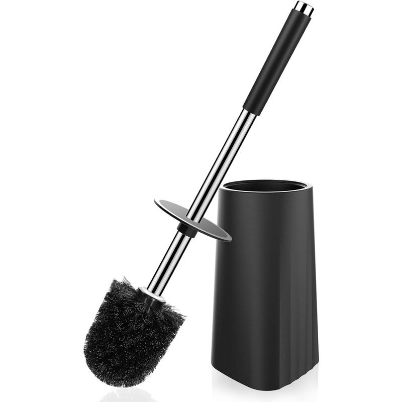 Toilet Brush, Compact Size Toilet Bowl Brush and Holder Toilet Brushes for Bathroom with 304 Stainless Steel Handle Toilet Cleaner Brush with Durable Scrubbing Bristles, Splash-Proof