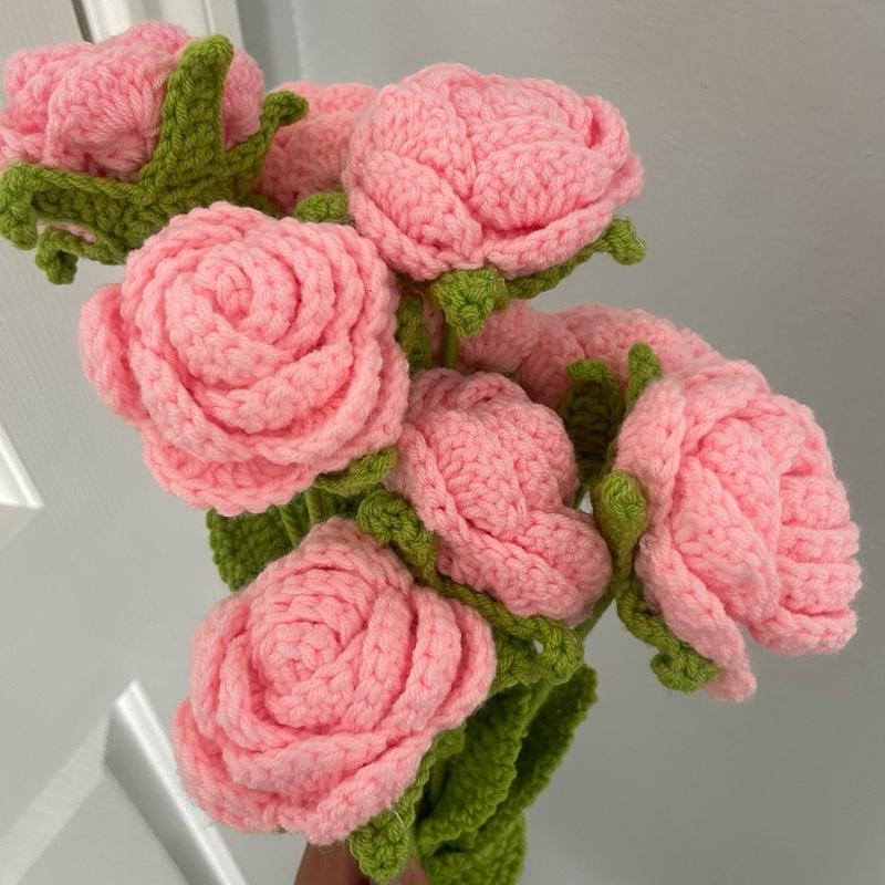 10 pcs Handmade Crochet Roses Gift Bouquet Present for Girlfriend Wife