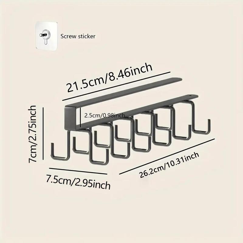 Kitchen Hanging Storage Rack, 1 Count Multifunctional Cup Storage Rack for Kitchen Bathroom Bedroom