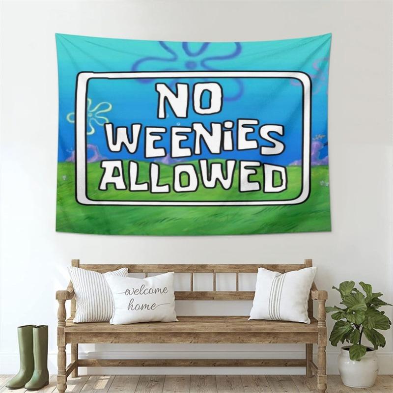 No Weenies Allowed Tapestry Preppy Cute Tapestries Aesthetic Wall Hanging Banner For Teen Girl College Dorm Bedroom Living Room Party