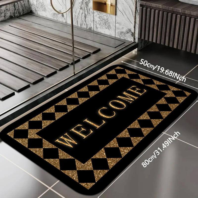 Welcome Letter Pattern Bath Mat, 1 Count Non-slip Soft Absorbent Bath Mat, Bathroom Mat for Home Bathroom Kitchen Entry