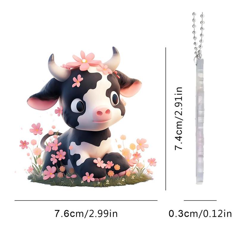 Cute Cow Design Hanging Ornament, 1 Count Waterproof Acrylic Hanging Decor, Window Hanging Pendant, Home Decor Supplies, Car Decor